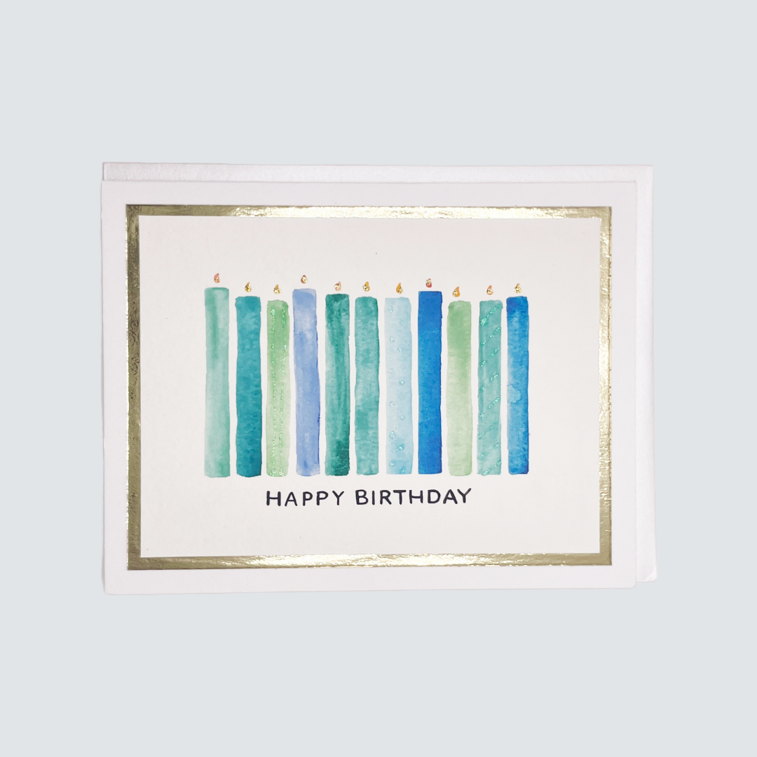 Blue/Green Birthday Candles Card