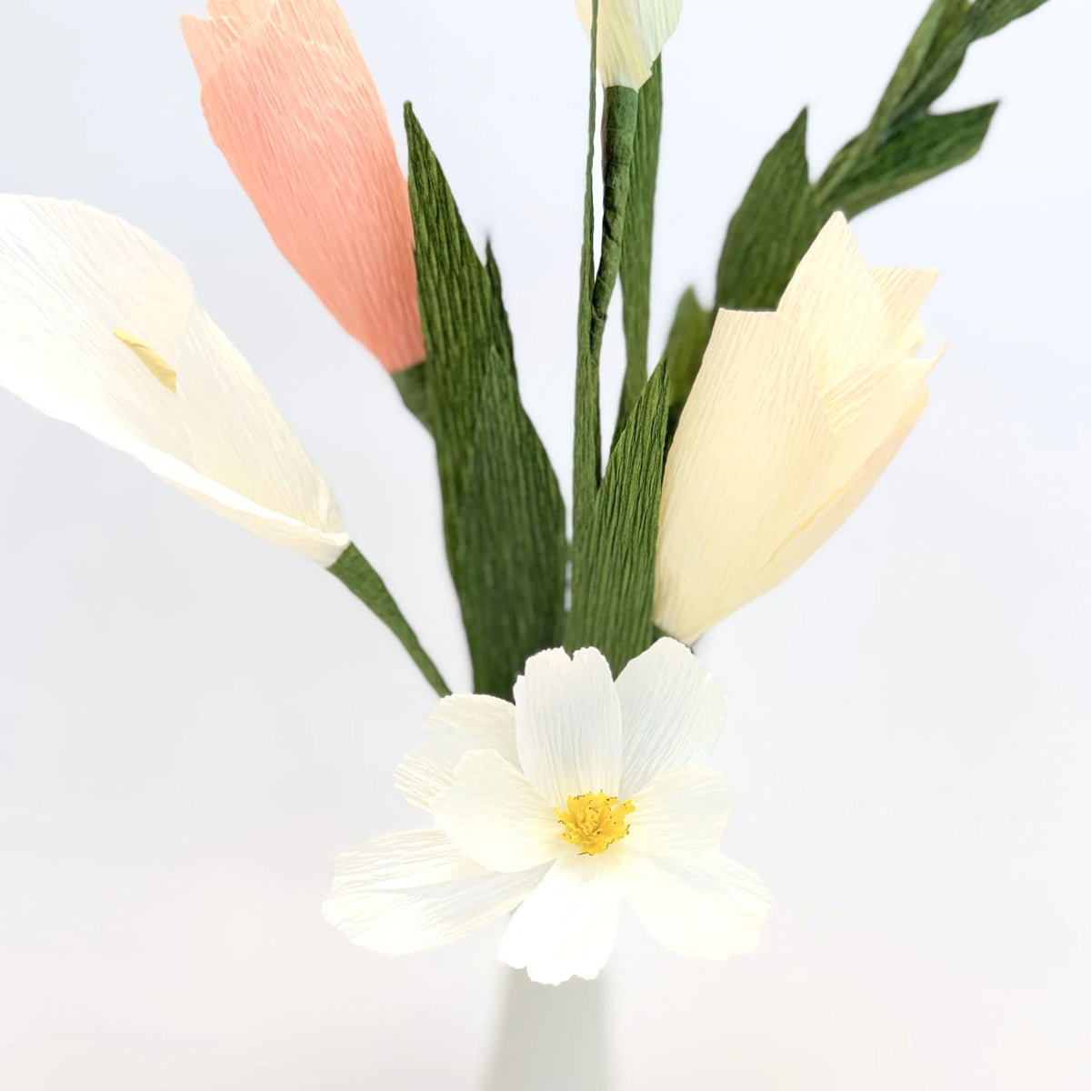 Cosmos, Calla Lily and Peach Tulip Paper Flower Bud Vase