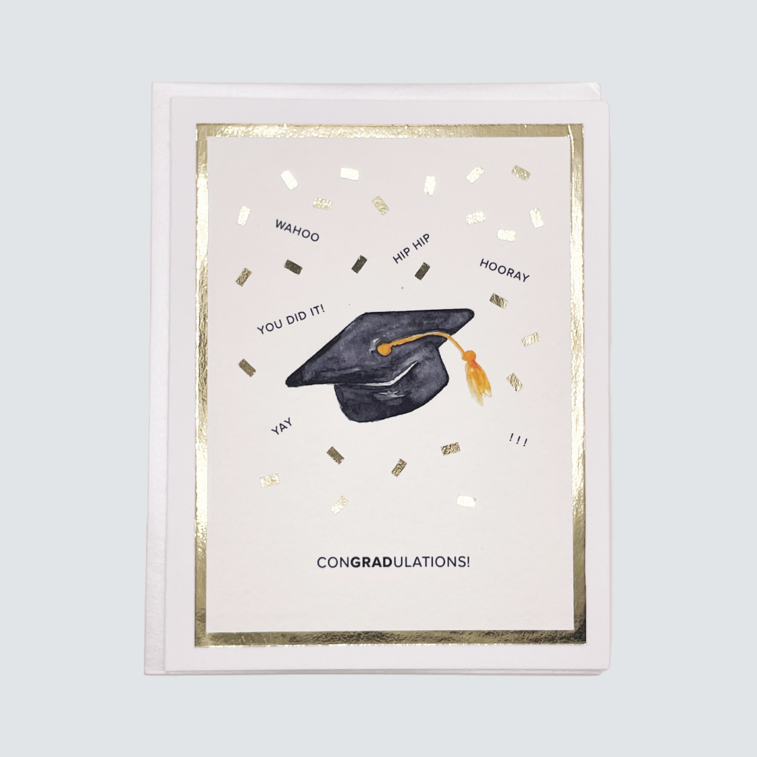 Cap & Confetti Graduation Card
