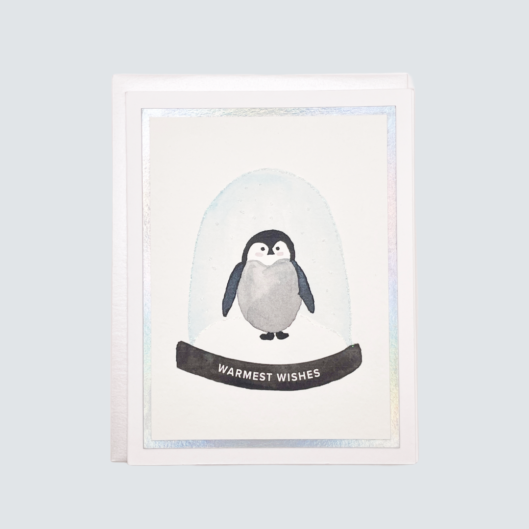 Warmest Wishes Penguin Snowglobe Card | HappiHello