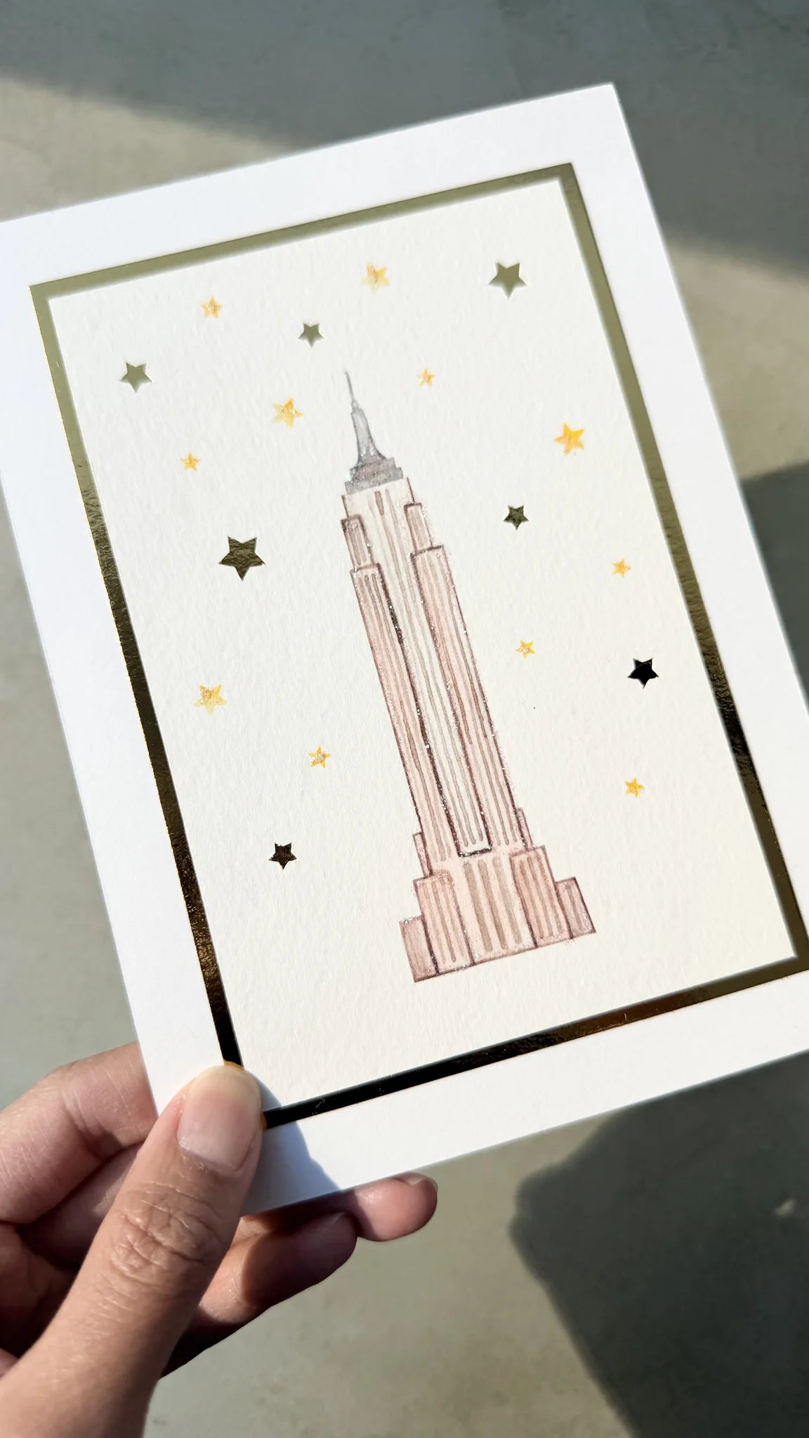 Empire State Building Watercolor Art Print 5x7 | Handmade New York Wall Art