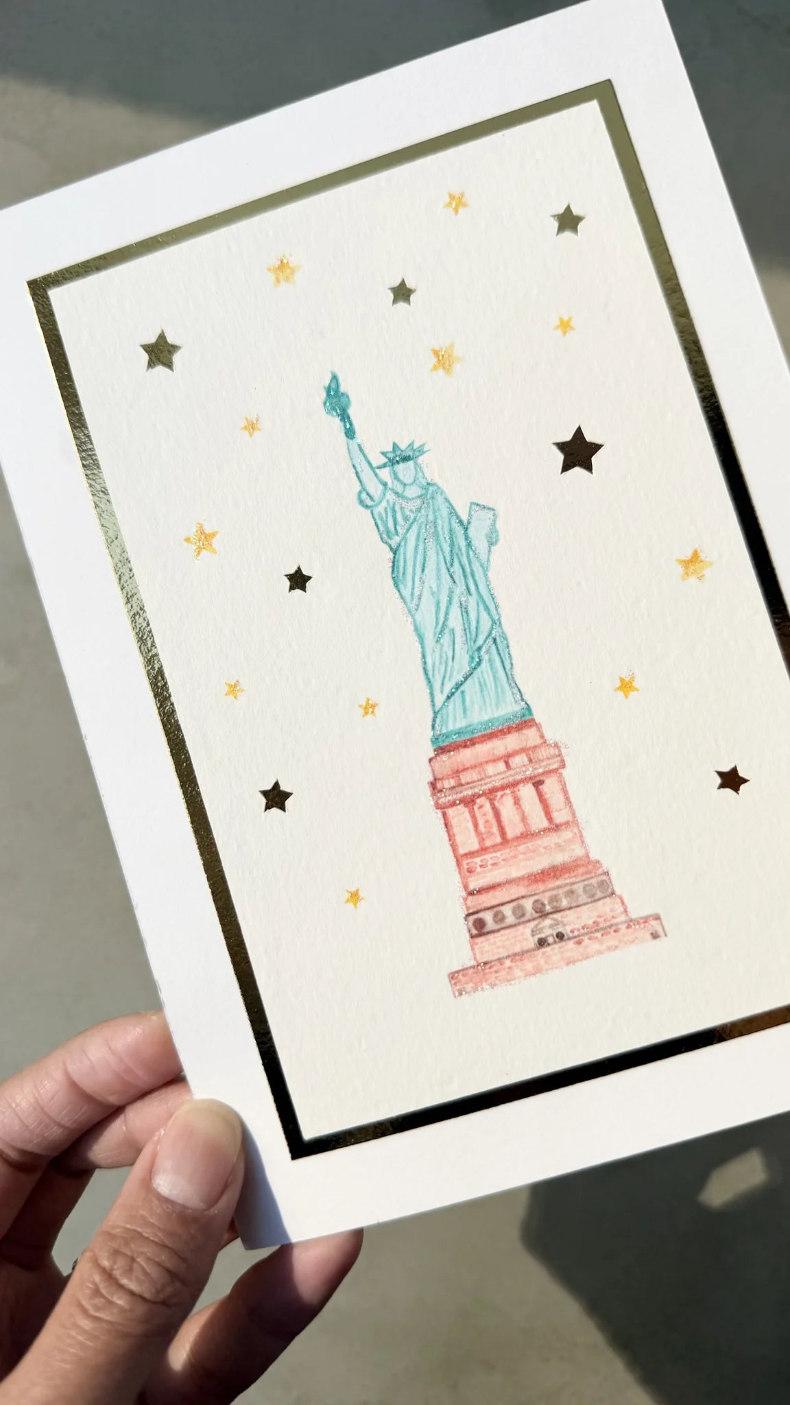 Statue of Liberty Watercolor Art Print 5x7 | Handmade New York Wall Art